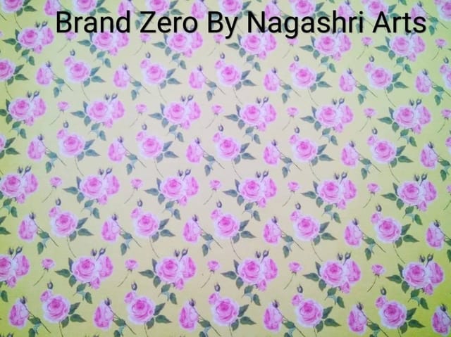 Brand Zero 120 Gsm Decoupage Paper - 23 Inches By 35 Inches Pack of 1 - Yellow Background With Pink Roses Paper