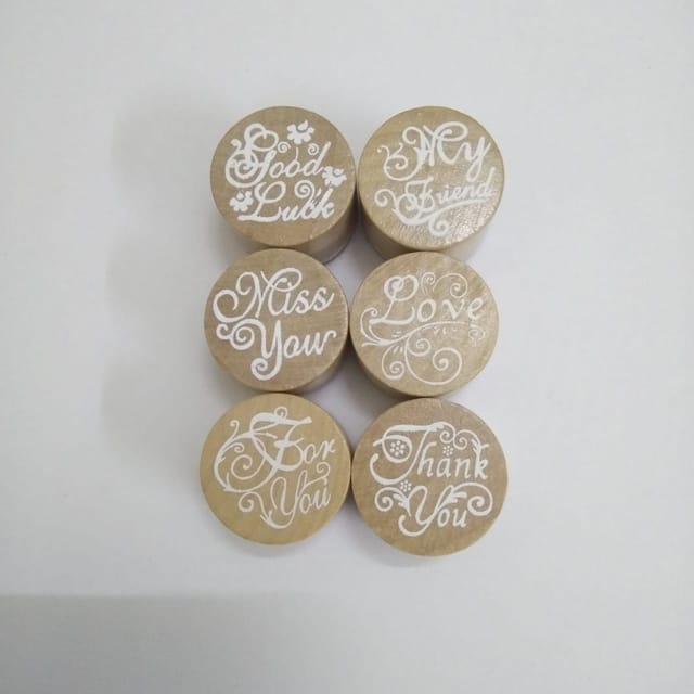 Wooden Block Stamp Round -Sentiment combo of 6 Design