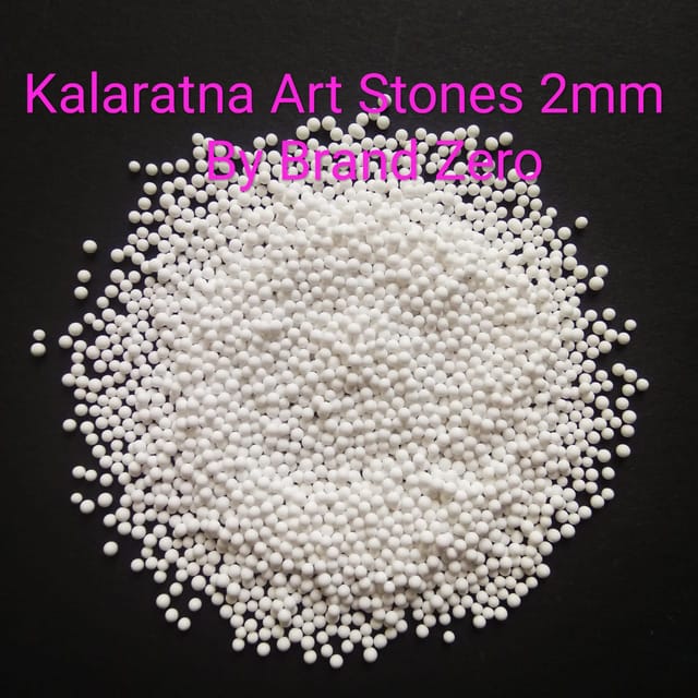 Brand Zero Kalaratna Art Stones - 2 mm - White Colour - Pack of 50 Grams