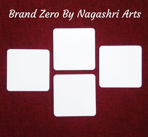 Brand Zero Milky White Acrylic Square Coasters 4 Inches Diameter - 2 MM Thick - Pack of 4 Pcs