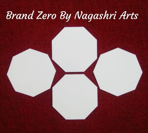 Brand Zero Milky White Acrylic Octagon Coasters 4 Inches Diameter - 2 MM Thick - Pack of 4 Pcs