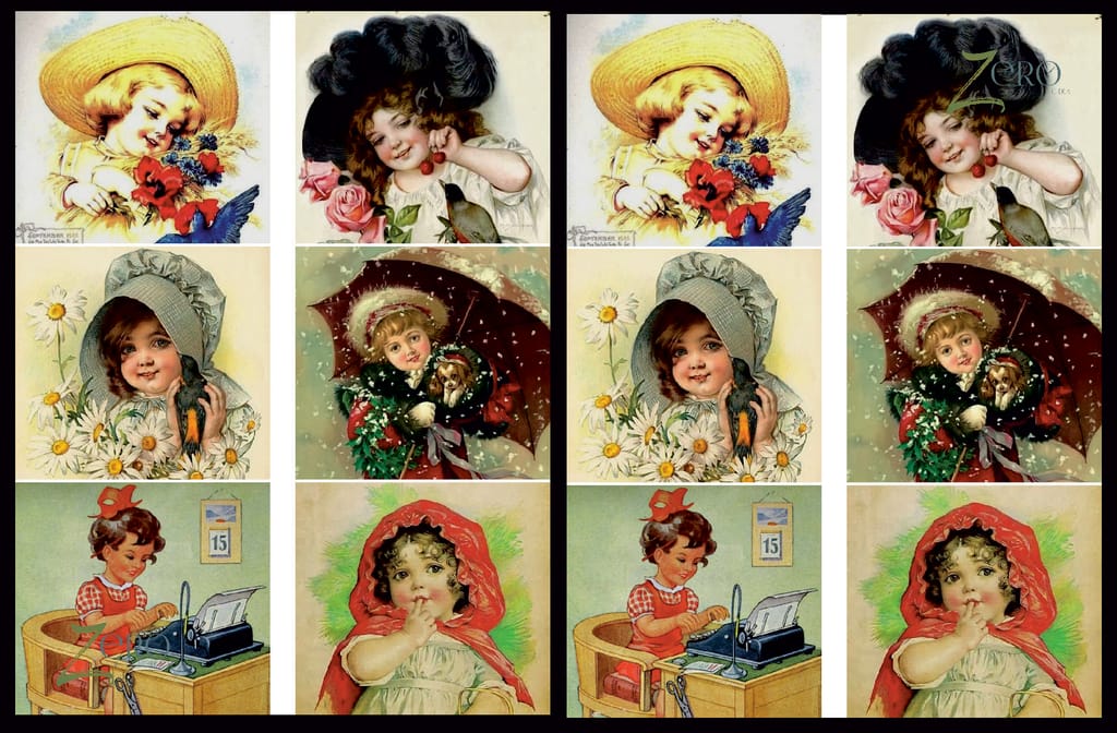 Brand Zero Luxury Speciality Decoupage Paper - Vintage Cute Baby 1 Tiles