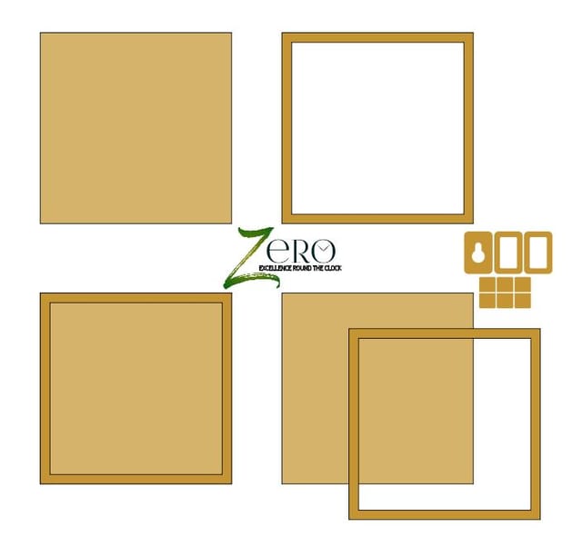 Brand Zero MDF Plate With Rim - Straight Corner Square Shape - Select Your Preference Of Size & Thickness