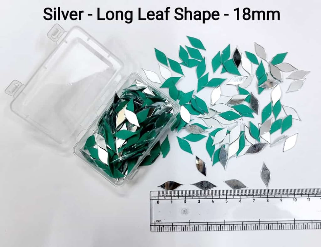 Silver Mirror Cutouts for Lippan Art - Long Leaf Shape - 18mm - Select Your Quantity