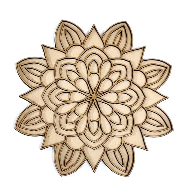 Brand Zero Double Layer MDF Rangoli Base - Design 1030 - Select Your Preference Of Size & Thickness