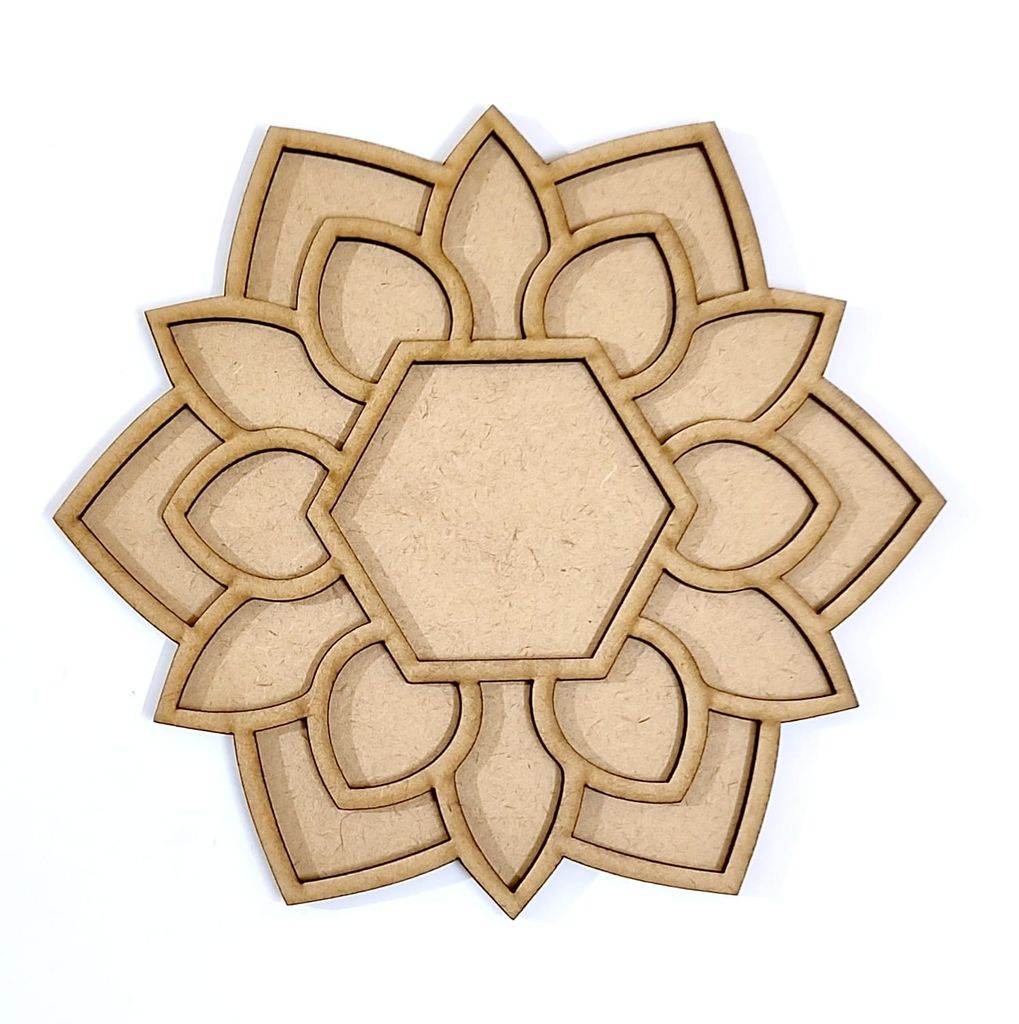 Brand Zero Double Layer MDF Rangoli Base - Design 1034 - Select Your Preference Of Size & Thickness