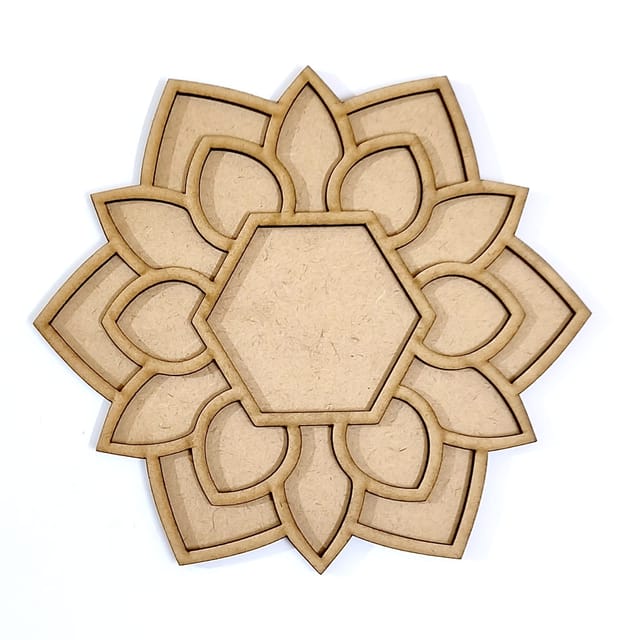 Brand Zero Double Layer MDF Rangoli Base - Design 1034 - Select Your Preference Of Size & Thickness