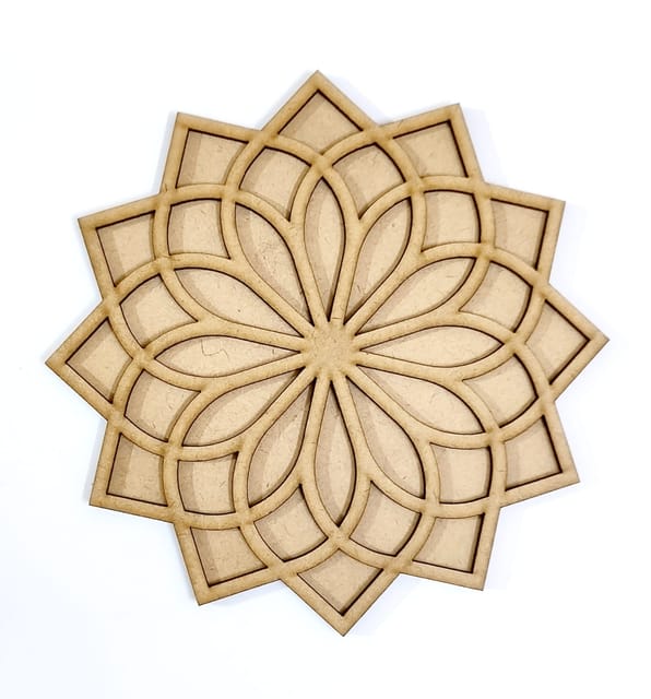 Brand Zero Double Layer MDF Rangoli Base - Design 1038 - Select Your Preference Of Size & Thickness