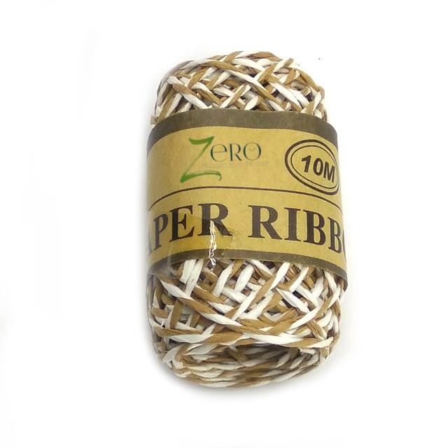 Double Color Paper Twine String 10 Meter Roll - Brown White 2 Ply - 2mm Diameter