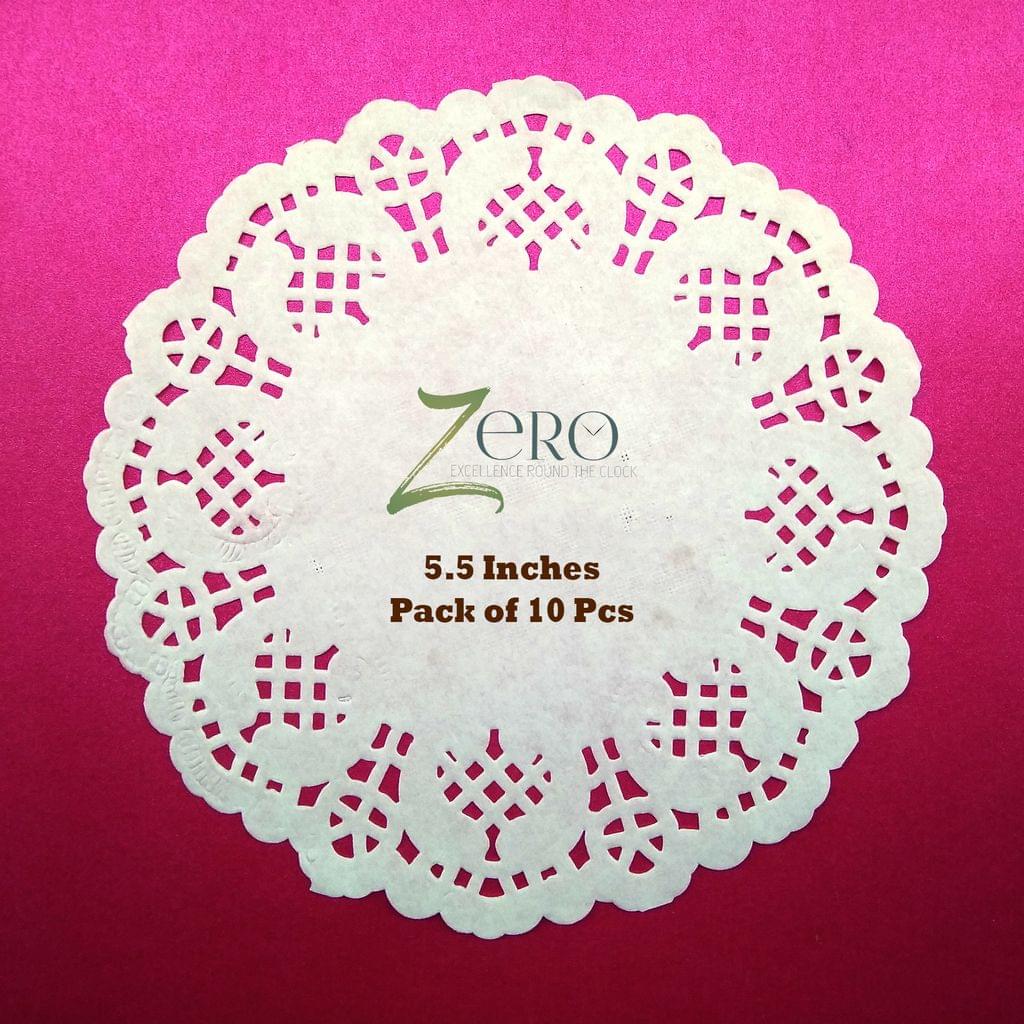 Brand Zero Paper Lace Dolly 5.5 Inches White Color - Pack of 10 Pcs