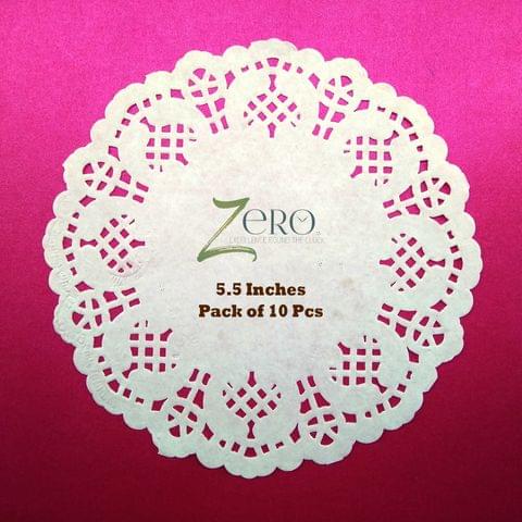 Brand Zero Paper Lace Dolly 5.5 Inches White Color - Pack of 10 Pcs